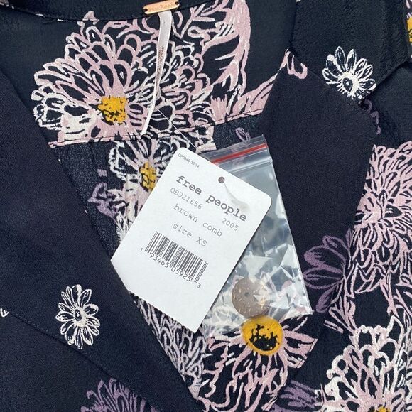 NWT Free People Floral Blue Hawaii Dress in Black - Picture 9 of 12